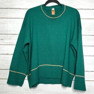 Wishlist Green Knit Sweater Ribbed Hem Crewneck Pullover Size Small